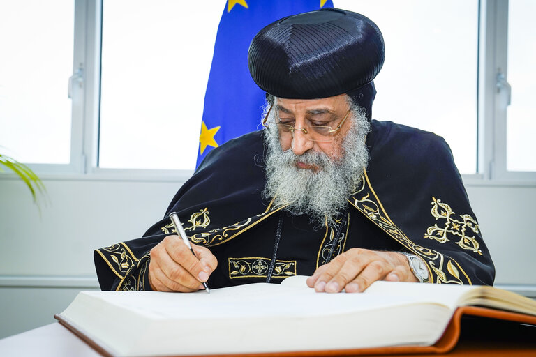 David SASSOLI, EP President meets His Holiness Pope Tawadros II, the Pope of Alexandria