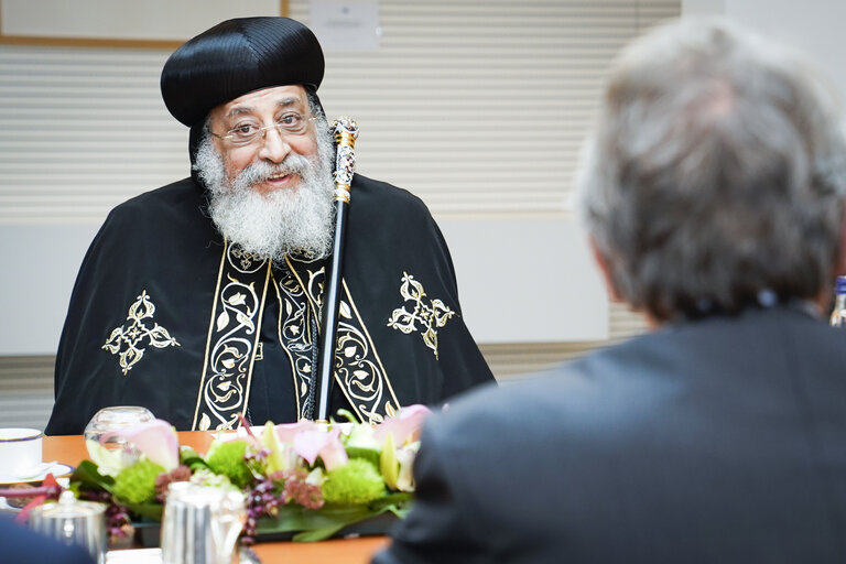 Photo 1 : David SASSOLI, EP President meets His Holiness Pope Tawadros II, the Pope of Alexandria