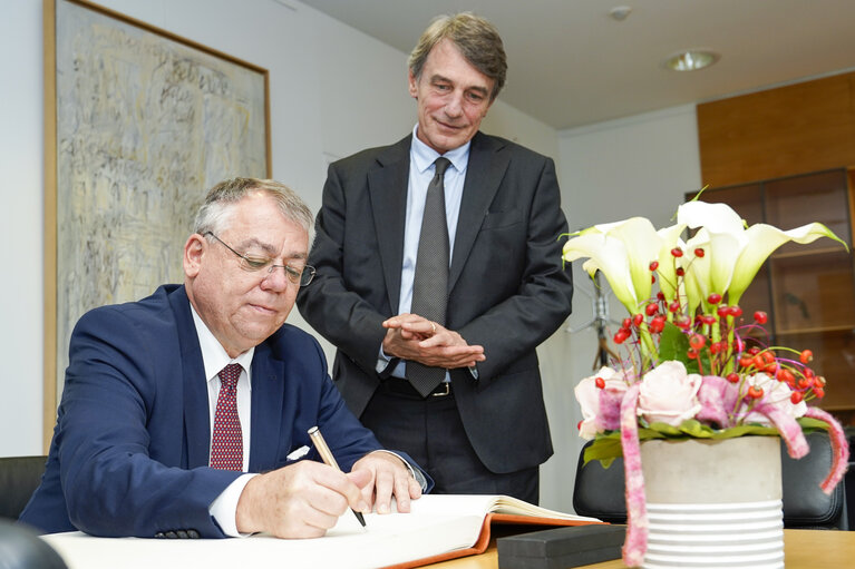 Fotografija 1: David SASSOLI, EP President meets with Klaus-Heiner LEHNE, President of the European Court of Auditor