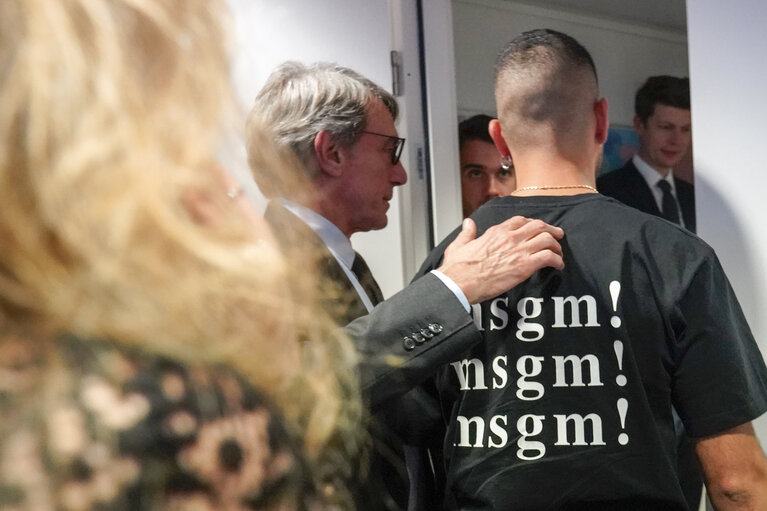 Photo 26 : David SASSOLI, EP President meets with Alessandro MAHMOOD and MAIORINO