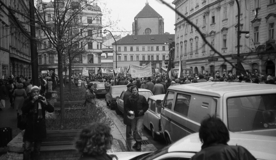 Velvet revolution in the streets of Prague - Josef S. released these pictures in memory of his uncle who took these shots