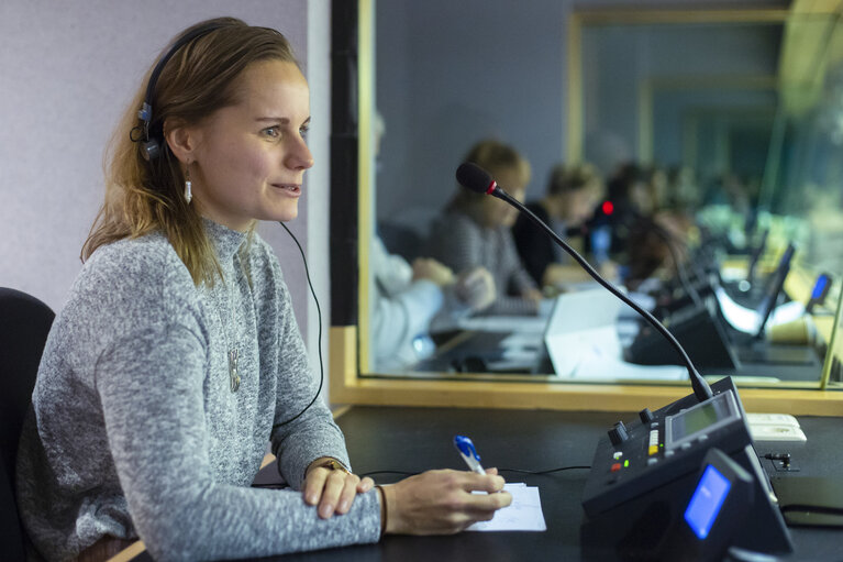 Fotagrafa 10: Interpreter in action at the EP in Brussels during plenary session