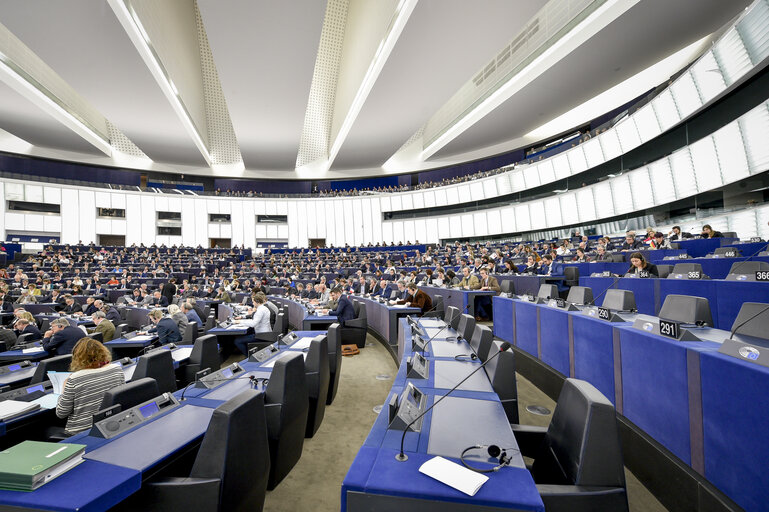 Fotografia 1: General view on the plenary chamber taken from the tribune in Strasbourg