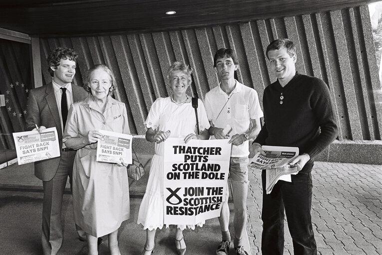 The MEP Winifred M. EWING in a Scottish Resistance demonstration in July 1981.