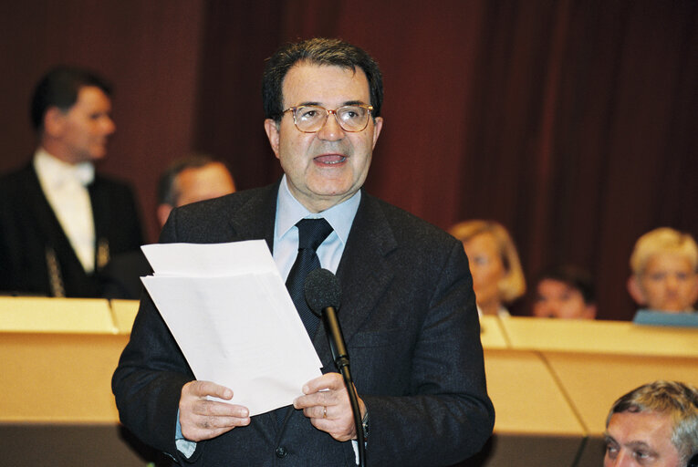 Declaration of the new EC would-be President Romano PRODI during a plenary session in Strasbourg
