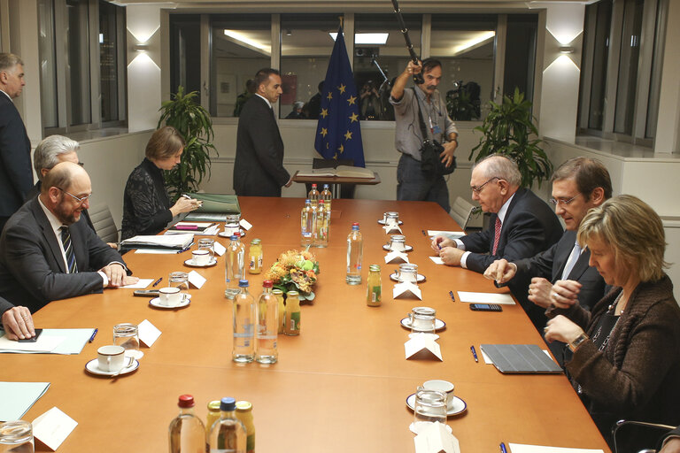 Martin SCHULZ - EP President meets with Pedro PASSOS COELHO, prime minister of Portugal