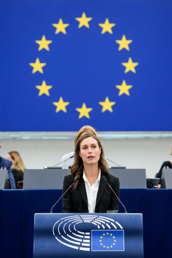 Foto 41: EP Plenary session - This is Europe- Debate with Sanna MARIN, Prime Minister of Finland