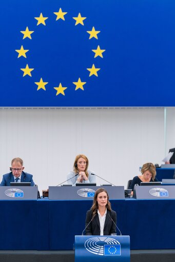 Fotografi 9: EP Plenary session.-  This is Europe- Debate with Sanna MARIN, Prime Minister of Finland