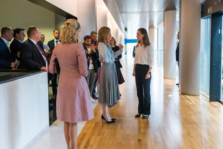 Valokuva 13: Joint press conference by Roberta METSOLA, EP President and by Sanna MARIN, Finnish Prime Minister