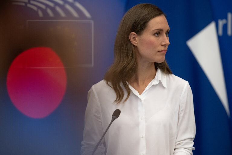 Valokuva 24: Joint press conference by Roberta METSOLA, EP President and by Sanna MARIN, Finnish Prime Minister