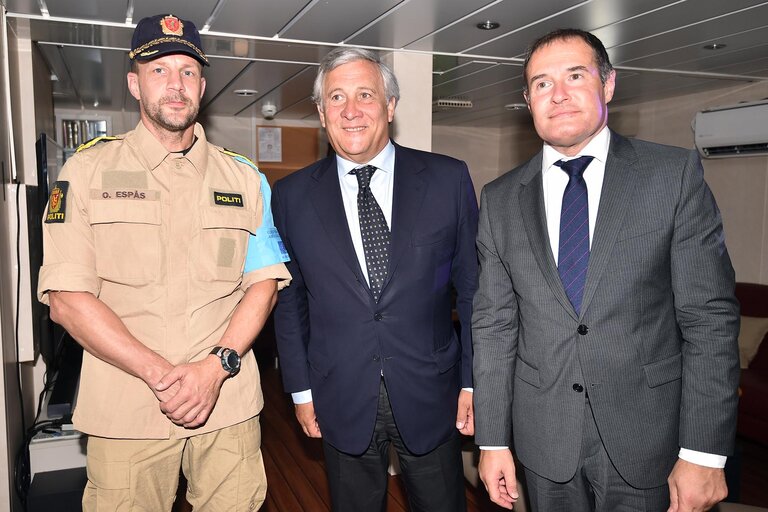 Photo 32 : Official visit of the President of the European Parliament to Italy. ITALY, Catania - Antonio TAJANI - EP President visiting Catania and Pozzallo, on Friday, August 25 2017  AFP PHOTO/GIOVANNI ISOLINO