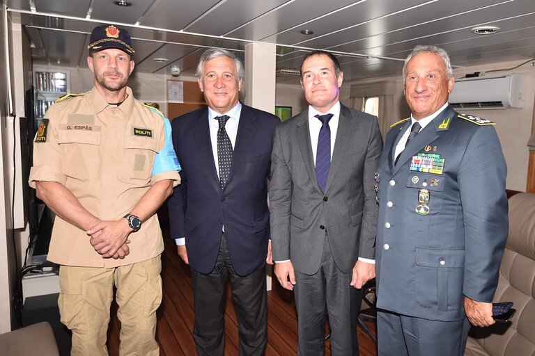 Photo 31 : Official visit of the President of the European Parliament to Italy. ITALY, Catania - Antonio TAJANI - EP President visiting Catania and Pozzallo, on Friday, August 25 2017  AFP PHOTO/GIOVANNI ISOLINO