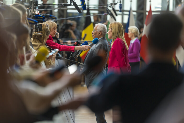 European Council - Arrival of Roberta METSOLA, EP President.