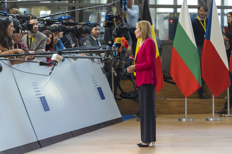 European Council - Arrival of Roberta METSOLA, EP President.