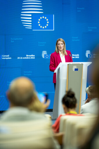 European Council - Press Conference by Roberta METSOLA, EP President