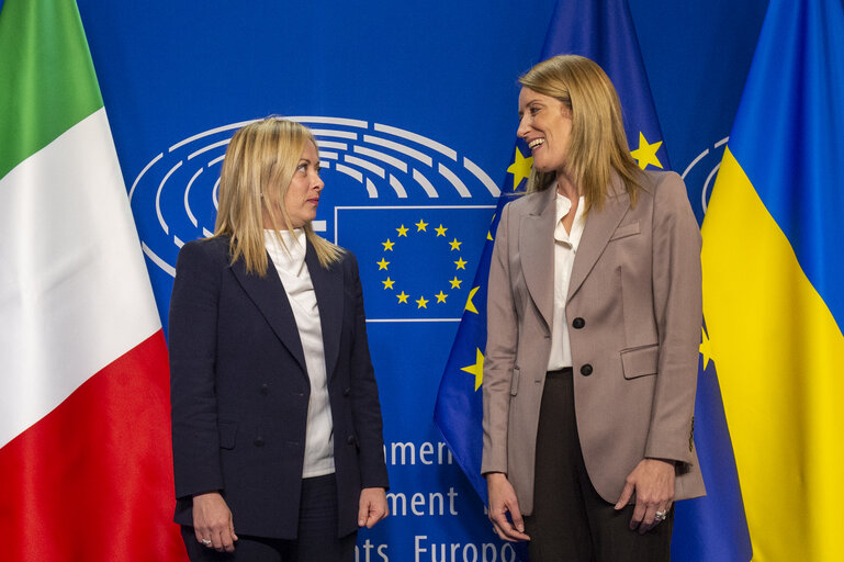 Fotogrāfija 17: Roberta METSOLA, EP President meets with Giorgia MELONI, Italian Prime Minister