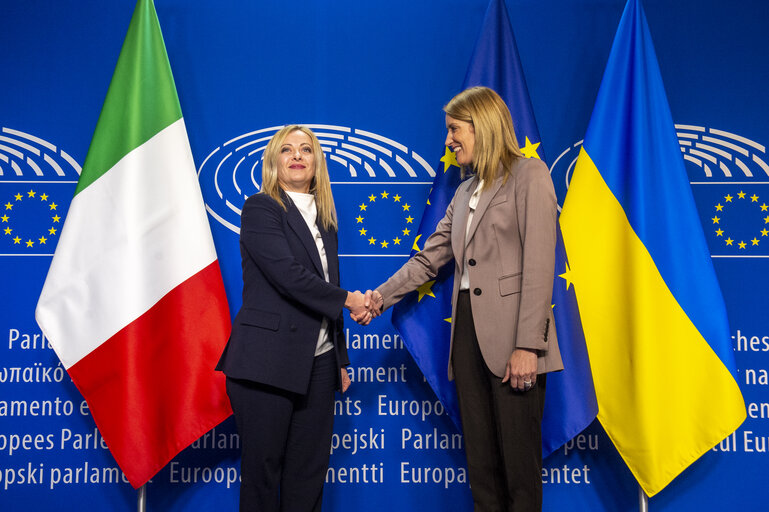 Fotogrāfija 18: Roberta METSOLA, EP President meets with Giorgia MELONI, Italian Prime Minister