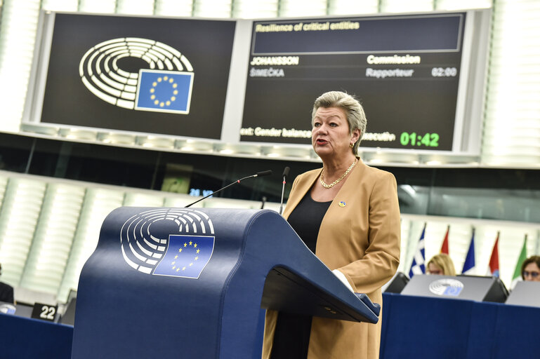 Photo 1: EP Plenary session - Resilience of critical entities