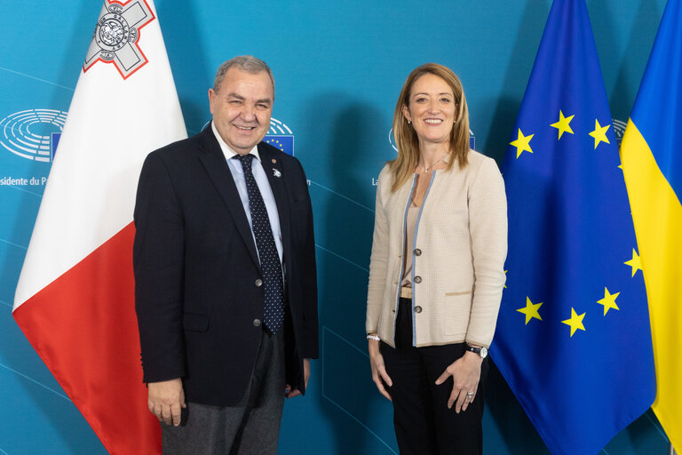 Photo 2 : Roberta METSOLA, EP President meets with Angelo FARRUGIA, Speaker of the House of Representatives of Malta