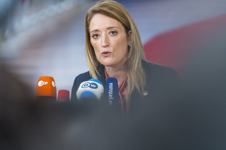 European Council - Arrival of Roberta METSOLA, EP President