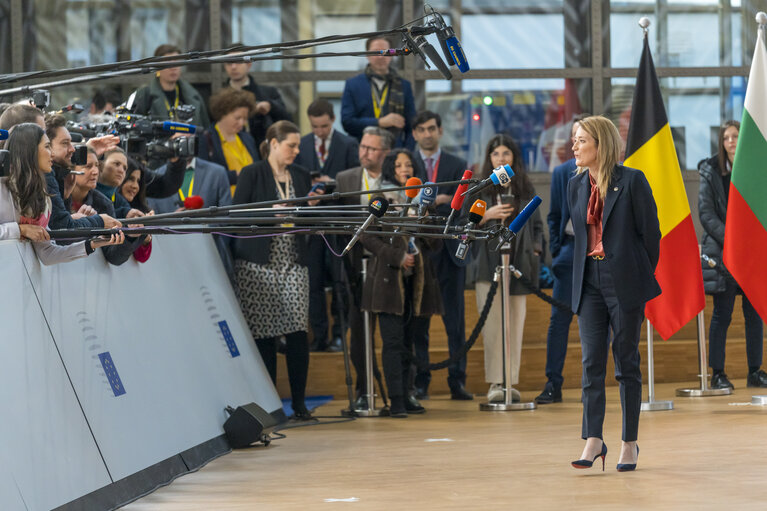 European Council - Arrival of Roberta METSOLA, EP President