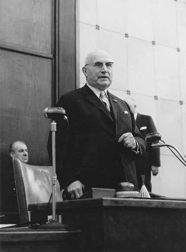 Ferdinand FRIEDENSBURG during a session in Strasbourg, France, March 27, 1962.