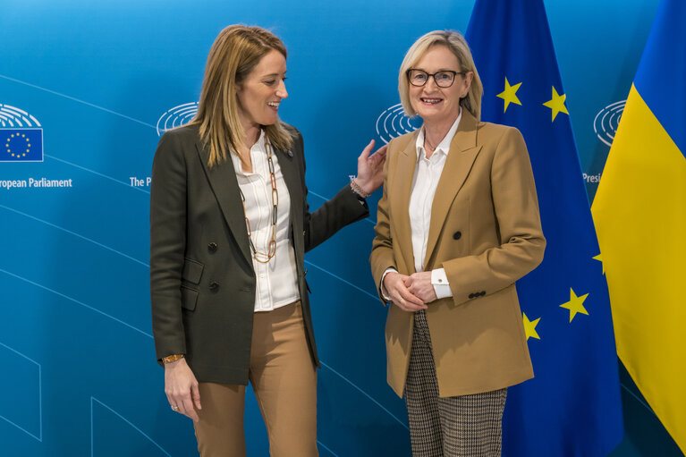 Roberta METSOLA, EP President meets with Mairead MCGUINNESS, European Commissioner for Financial Services, Financial Stability, and Capital Markets Union