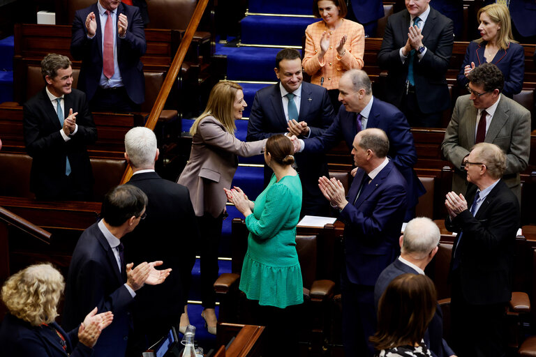 Foto 12: Official visit by Roberta METSOLA, EP President, to Dublin - Address by Roberta METSOLA, EP President, to a joint session of the Oireachtas