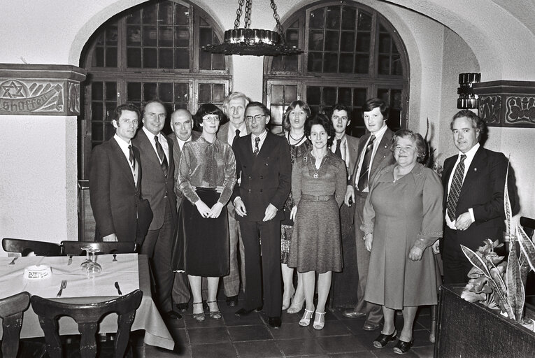 Fine Gael (Christian Democrat) party dinner, Au Romain, Strasbourg, in 1979