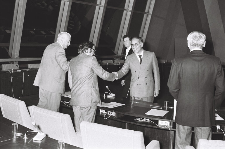 Fotogrāfija 3: Meeting with EP President Emilio COLOMBO and Luigi NOE, in Strasbourg, October 1978