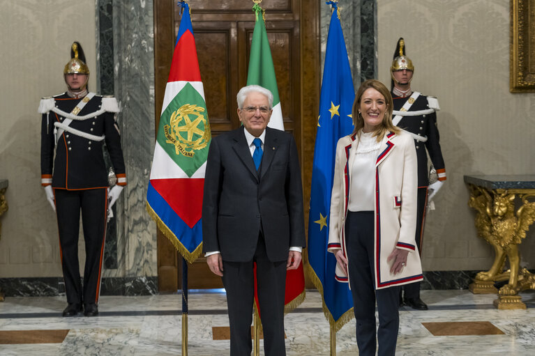 Official visit of Roberta METSOLA, EP President to Italy - Meeting with Sergio MATTARELLA, President of Italy