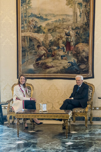 Official visit of Roberta METSOLA, EP President to Italy - Meeting with Sergio MATTARELLA, President of Italy