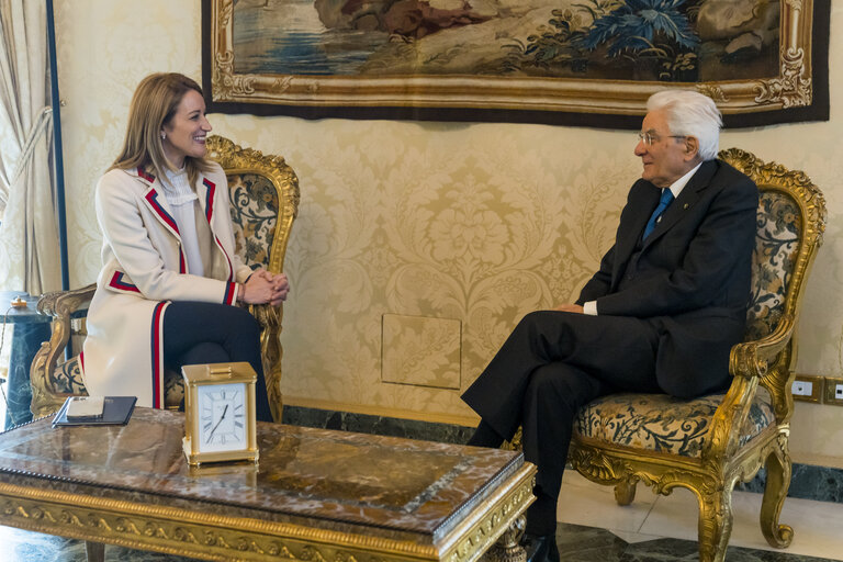 Official visit of Roberta METSOLA, EP President to Italy - Meeting with Sergio MATTARELLA, President of Italy