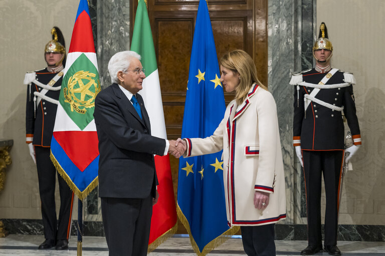 Official visit of Roberta METSOLA, EP President to Italy - Meeting with Sergio MATTARELLA, President of Italy