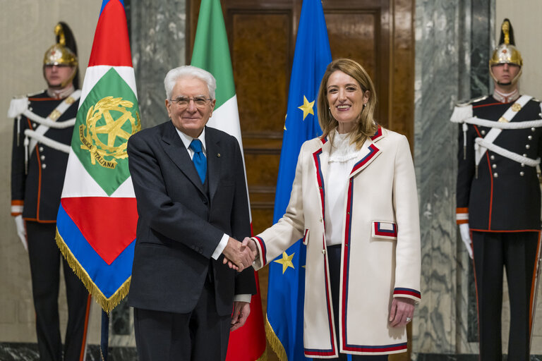 Official visit of Roberta METSOLA, EP President to Italy - Meeting with Sergio MATTARELLA, President of Italy