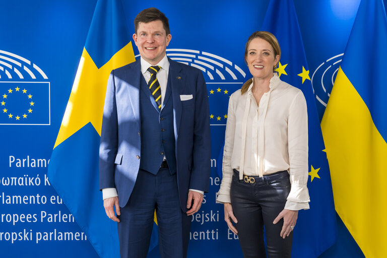 Roberta METSOLA, EP President meets with Andreas NORLÉN, Speaker of the Swedish Parliament (Riksdag)