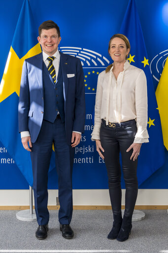 Roberta METSOLA, EP President meets with Andreas NORLÉN, Speaker of the Swedish Parliament (Riksdag)