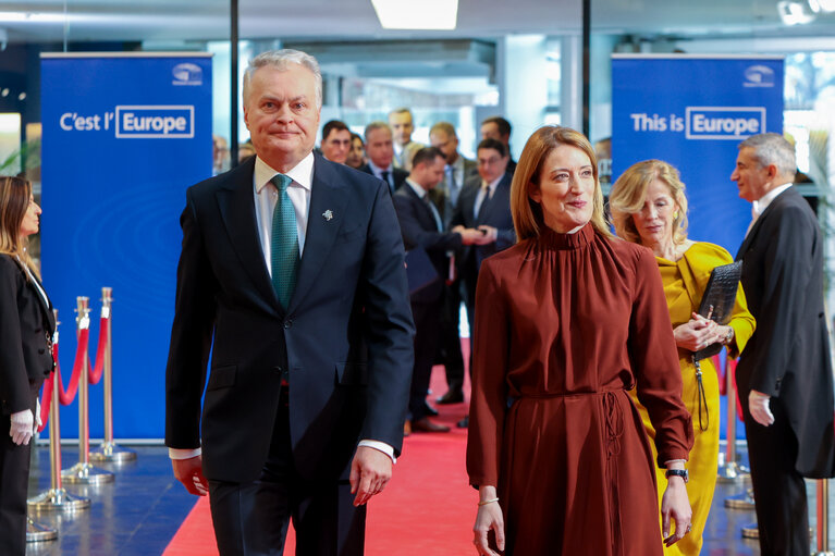 Fotografija 12: Roberta METSOLA, EP President meets with Gitanas NAUSEDA, President of Lithuania