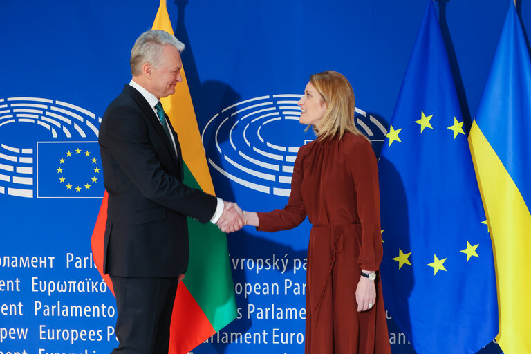 Fotografija 7: Roberta METSOLA, EP President meets with Gitanas NAUSEDA, President of Lithuania