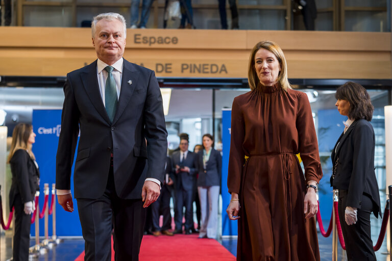 Zdjęcie 10: Roberta METSOLA, EP President meets with Gitanas NAUSEDA, President of Lithuania