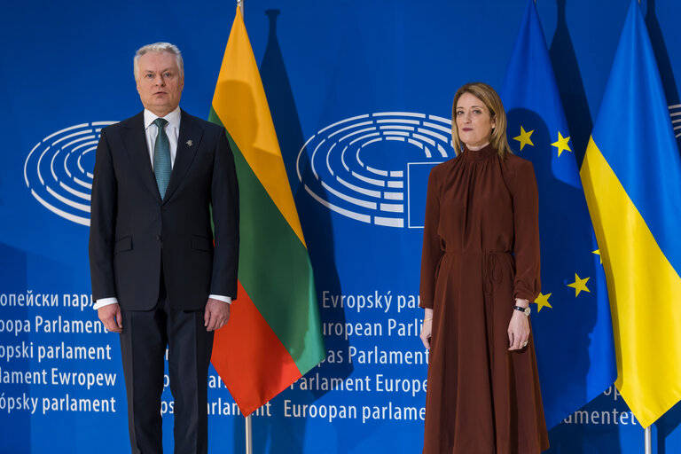 Fotografija 9: Roberta METSOLA, EP President meets with Gitanas NAUSEDA, President of Lithuania