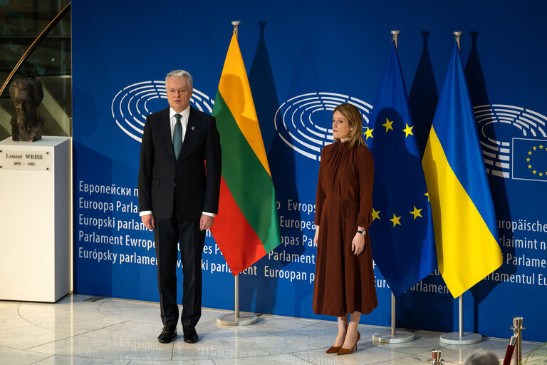 Fotografija 16: Roberta METSOLA, EP President meets with with Gitanas NAUSEDA, President of Lithuania