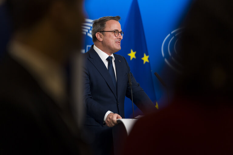 Roberta METSOLA, EP President meets with Xavier BETTEL, Luxembourg Prime Minister - Press conference