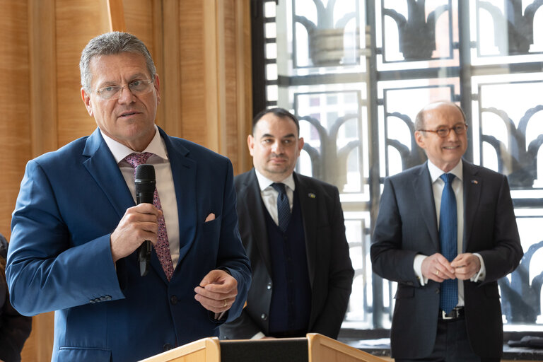 Fotografija 18: Handover ceremony of replica of Sigismund of Luxembourg Roma Decree to the House of European History