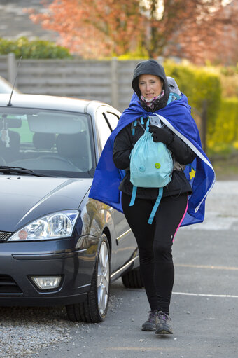 Walk for Europe - French activist Valerie THATCHER walks 750 km from Lyon to Brussels to encourage people to vote in European elections - #walkforeurope
