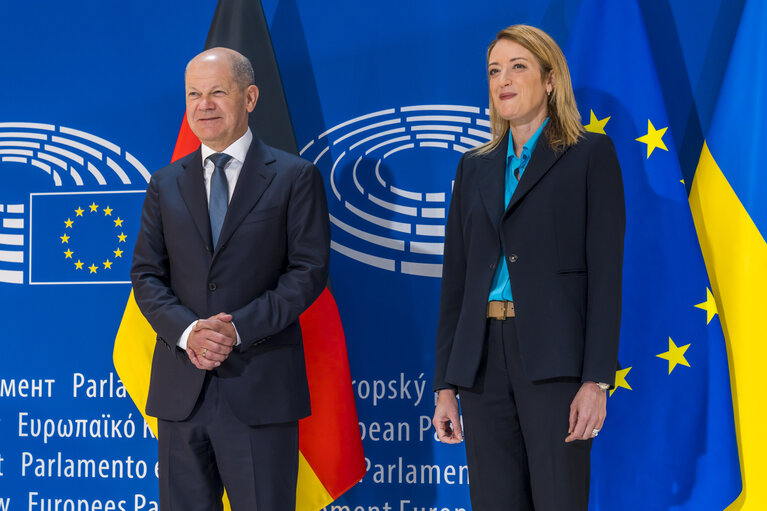 Fotó 5: Roberta METSOLA, EP President meets with Olaf SCHOLZ, German Federal Chancellor