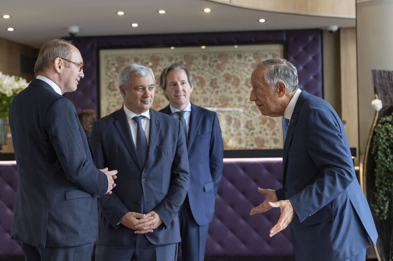 Foto 5: Othmar KARAS and   Pedro SILVA PEREIRA  welcome Marcelo Rebelo de Sousa, President of Portugal