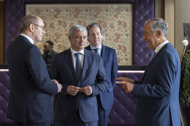 Foto 3: Othmar KARAS and   Pedro SILVA PEREIRA  welcome Marcelo Rebelo de Sousa, President of Portugal