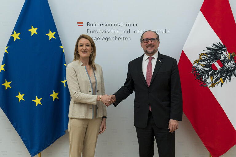 Official visit by Roberta METSOLA, EP President to Vienna (Austria) - Meeting with Alexander SCHALLENBERG, Federal Minister for European and International Affairs