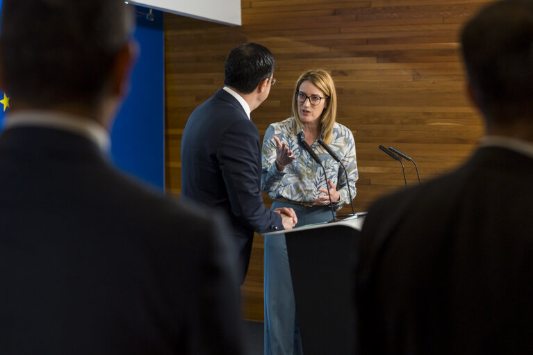 Fotografi 2: Roberta METSOLA, EP President meets with Nikos Christodoulides, President of Cyprus - Press Point